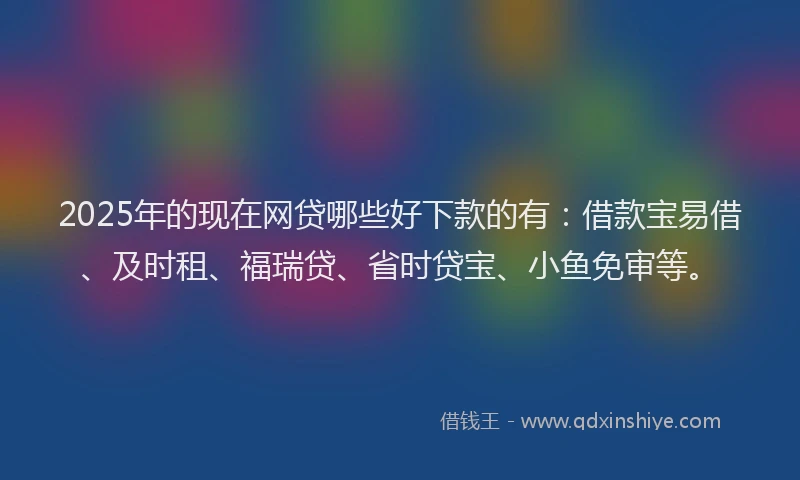 2025年的现在网贷哪些好下款的有：借款宝易借、及时租、福瑞贷、省时贷宝、小鱼免审等。