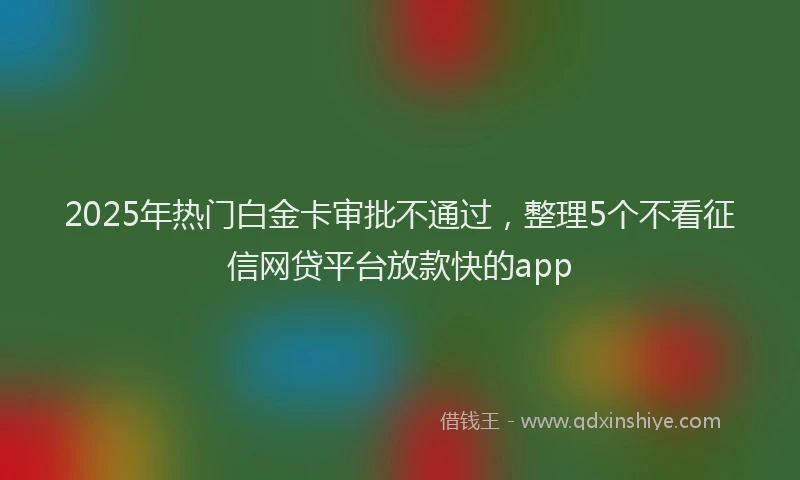 2025年热门白金卡审批不通过，整理5个不看征信网贷平台放款快的app