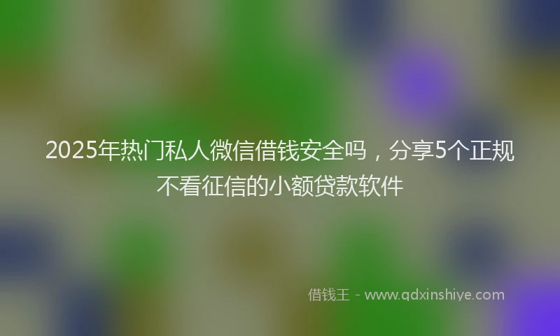 2025年热门私人微信借钱安全吗，分享5个正规不看征信的小额贷款软件