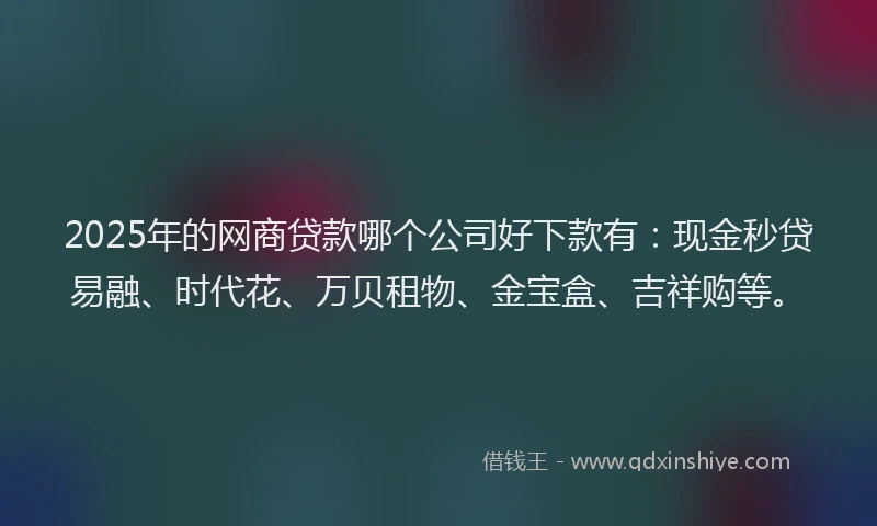 2025年的网商贷款哪个公司好下款有：现金秒贷易融、时代花、万贝租物、金宝盒、吉祥购等。
