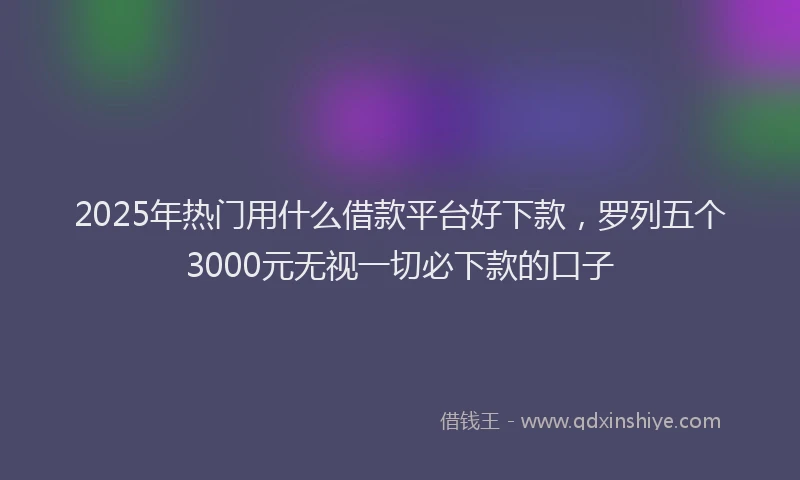 2025年热门用什么借款平台好下款,罗列五个3000元无视一切必下款的口子
