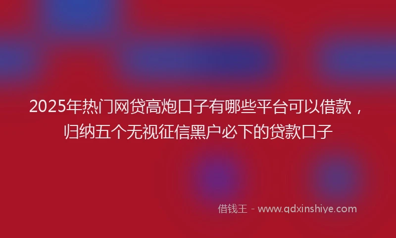 2025年热门网贷高炮口子有哪些平台可以借款，归纳五个无视征信黑户必下的贷款口子