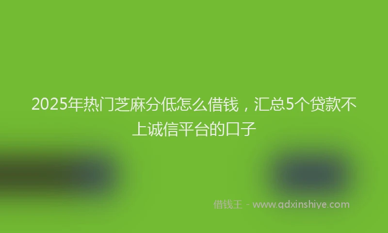 2025年热门芝麻分低怎么借钱,汇总5个贷款不上诚信平台的口子