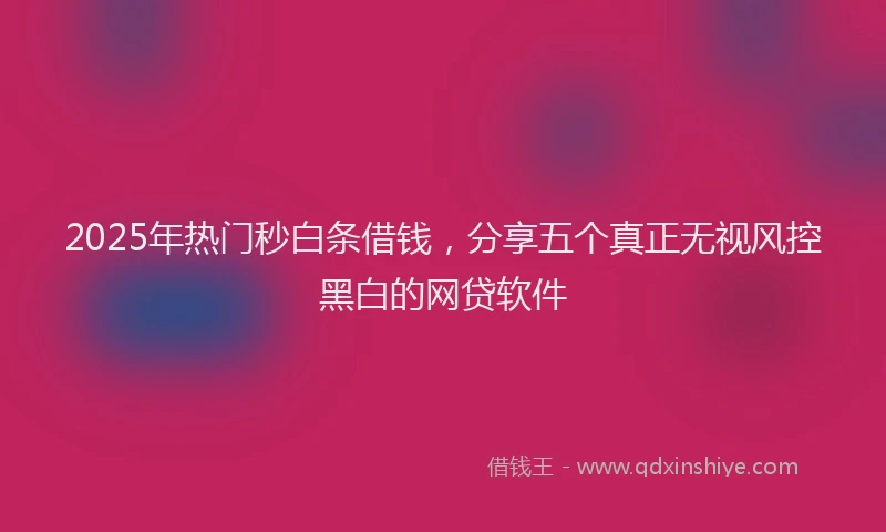 2025年热门秒白条借钱，分享五个真正无视风控黑白的网贷软件