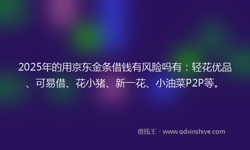 2025年的用京东金条借钱有风险吗有：轻花优品、可易借、花小猪、新一花、小油菜P2P等。