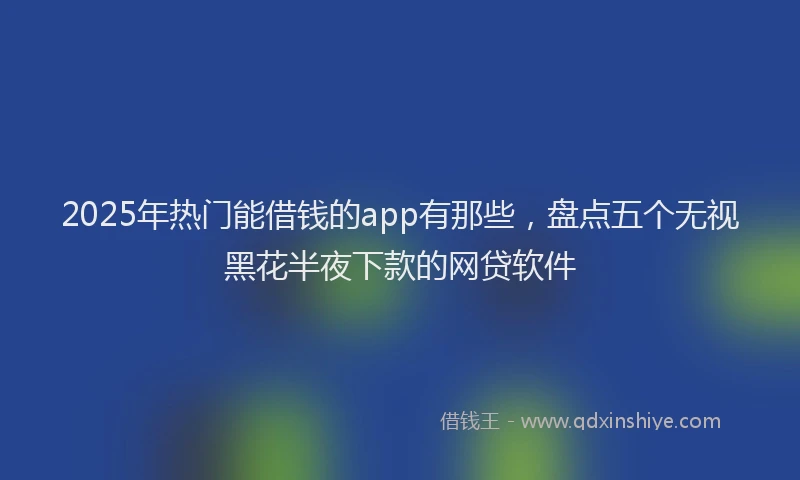 2025年热门能借钱的app有那些,盘点五个无视黑花半夜下款的网贷软件