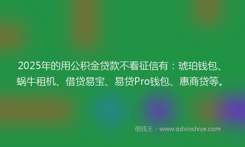 2025年的用公积金贷款不看征信有：琥珀钱包、蜗牛租机、借贷易宝、易贷Pro钱包、惠商贷等。