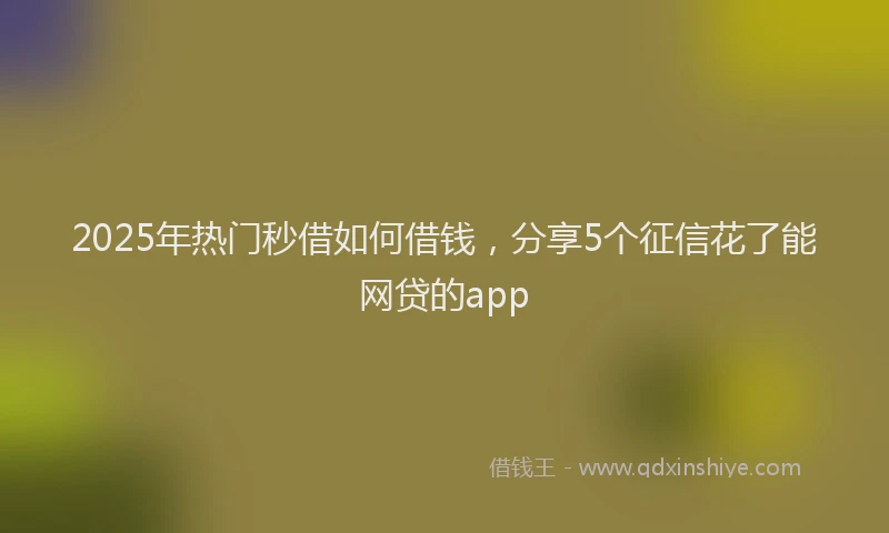 2025年热门秒借如何借钱，分享5个征信花了能网贷的app