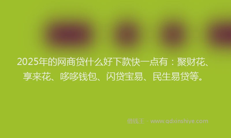 2025年的网商贷什么好下款快一点有：聚财花、享来花、哆哆钱包、闪贷宝易、民生易贷等。