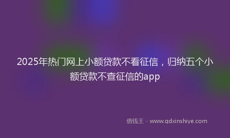 2025年热门网上小额贷款不看征信，归纳五个小额贷款不查征信的app