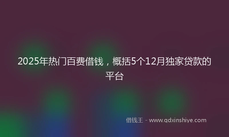 2025年热门百费借钱，概括5个12月独家贷款的平台