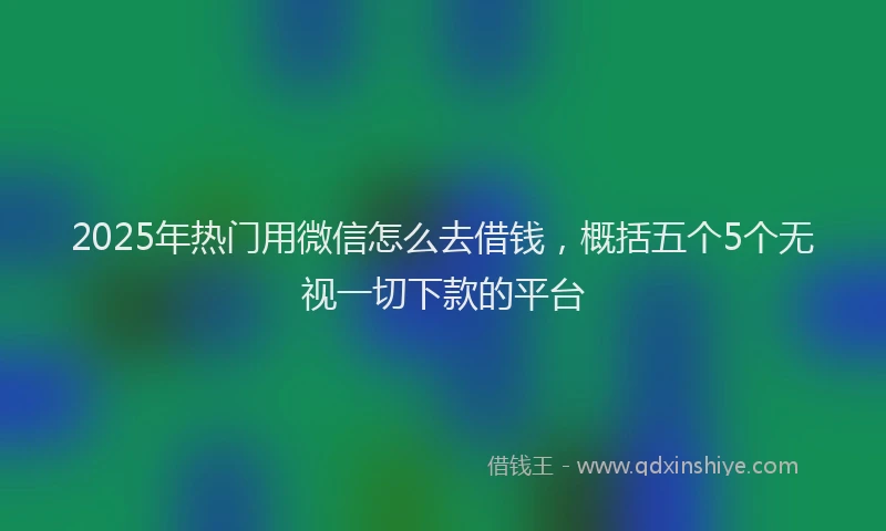 2025年热门用微信怎么去借钱,概括五个5个无视一切下款的平台