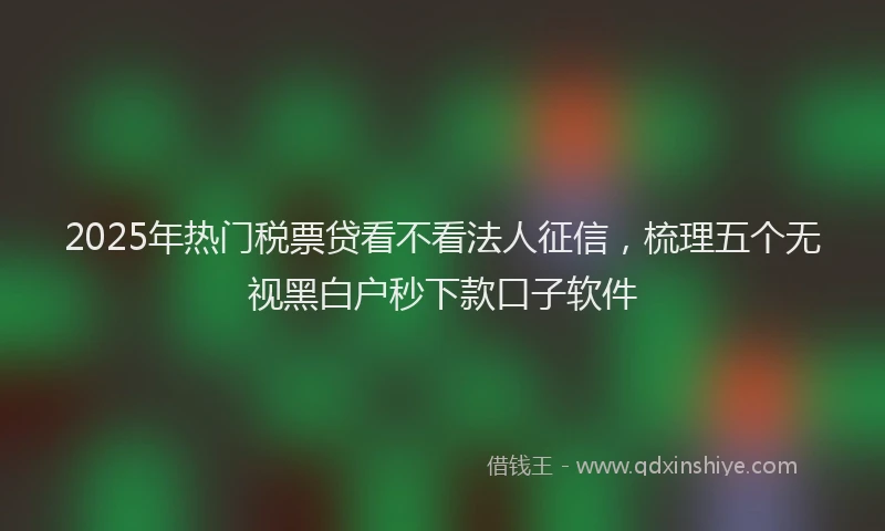 2025年热门税票贷看不看法人征信，梳理五个无视黑白户秒下款口子软件