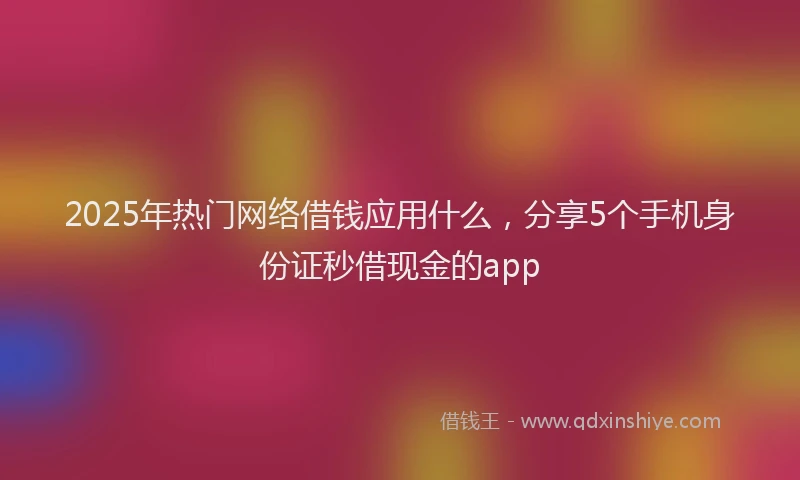 2025年热门网络借钱应用什么，分享5个手机身份证秒借现金的app