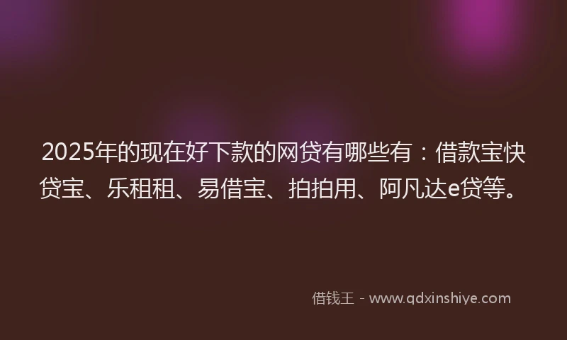 2025年的现在好下款的网贷有哪些有：借款宝快贷宝、乐租租、易借宝、拍拍用、阿凡达e贷等。