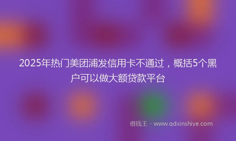 2025年热门美团浦发信用卡不通过，概括5个黑户可以做大额贷款平台