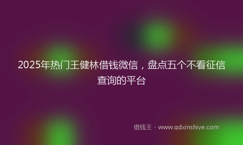 2025年热门王健林借钱微信，盘点五个不看征信查询的平台