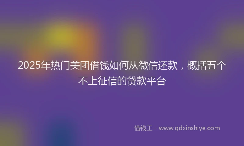 2025年热门美团借钱如何从微信还款,概括五个不上征信的贷款平台