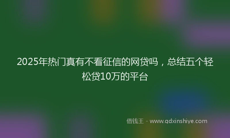 2025年热门真有不看征信的网贷吗,总结五个轻松贷10万的平台