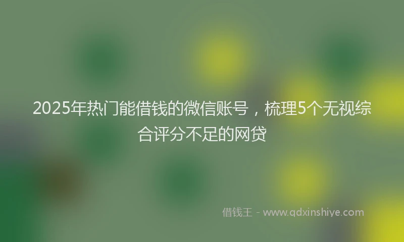 2025年热门能借钱的微信账号，梳理5个无视综合评分不足的网贷