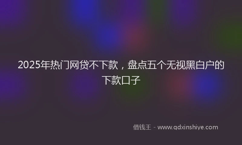 2025年热门网贷不下款，盘点五个无视黑白户的下款口子
