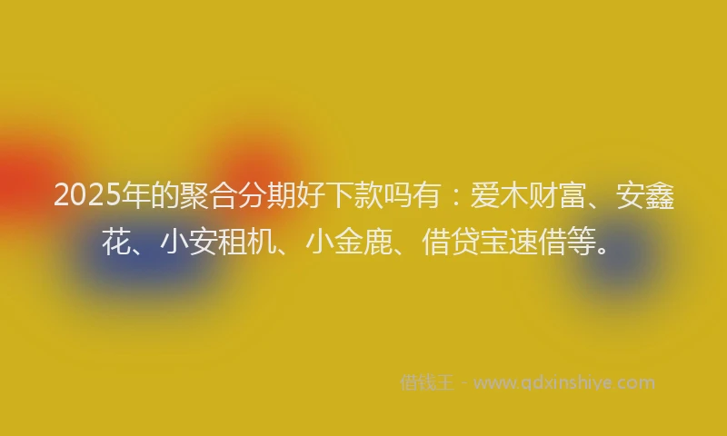 2025年的聚合分期好下款吗有:爱木财富、安鑫花、小安租机、小金鹿、借贷宝速借等。