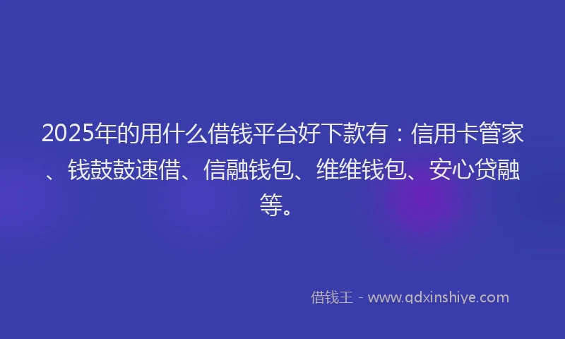 2025年的用什么借钱平台好下款有：信用卡管家、钱鼓鼓速借、信融钱包、维维钱包、安心贷融等。