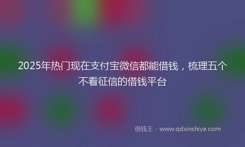 2025年热门现在支付宝微信都能借钱，梳理五个不看征信的借钱平台