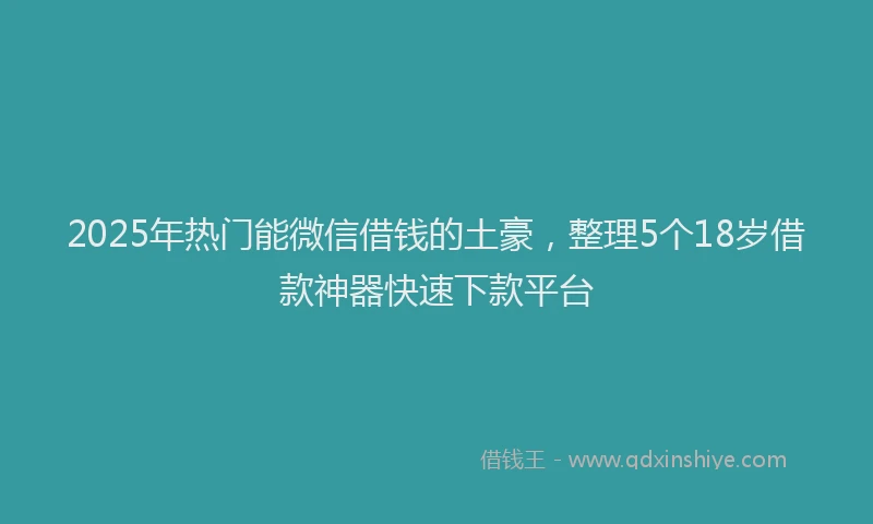 2025年热门能微信借钱的土豪，整理5个18岁借款神器快速下款平台