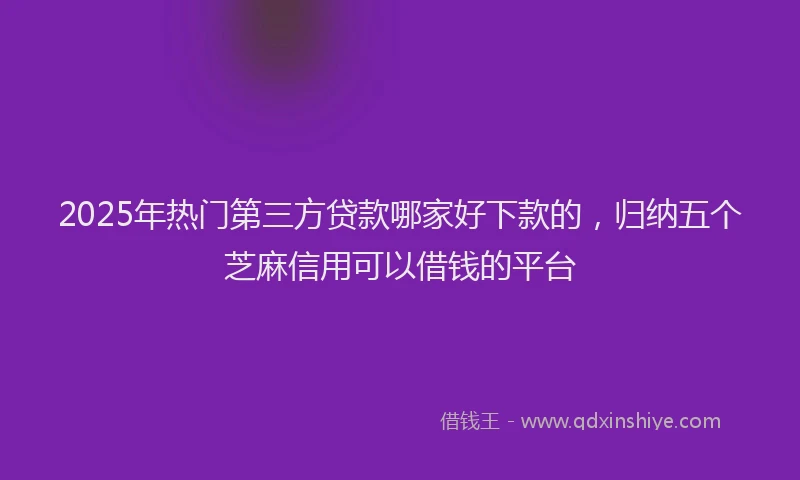 2025年热门第三方贷款哪家好下款的，归纳五个芝麻信用可以借钱的平台