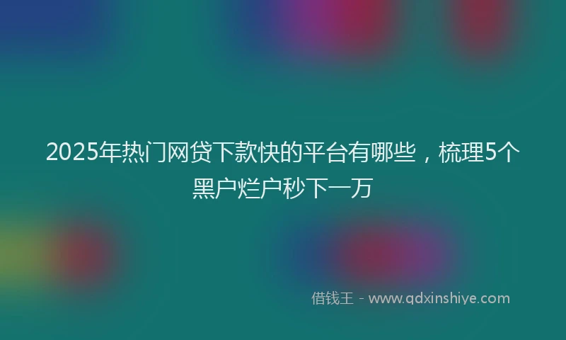 2025年热门网贷下款快的平台有哪些，梳理5个黑户烂户秒下一万