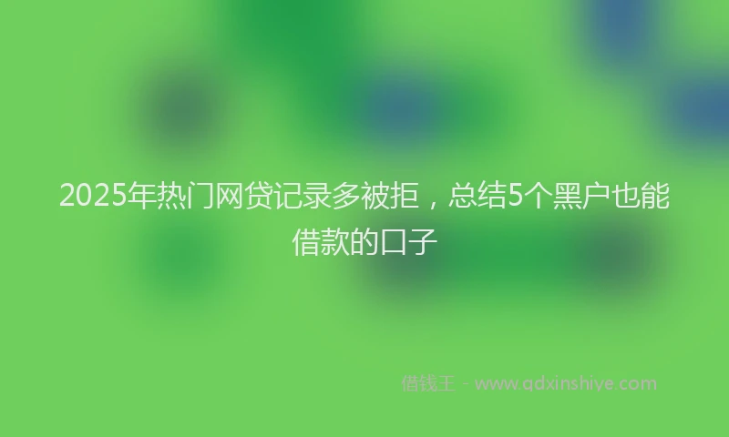 2025年热门网贷记录多被拒，总结5个黑户也能借款的口子