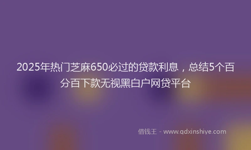 2025年热门芝麻650必过的贷款利息，总结5个百分百下款无视黑白户网贷平台
