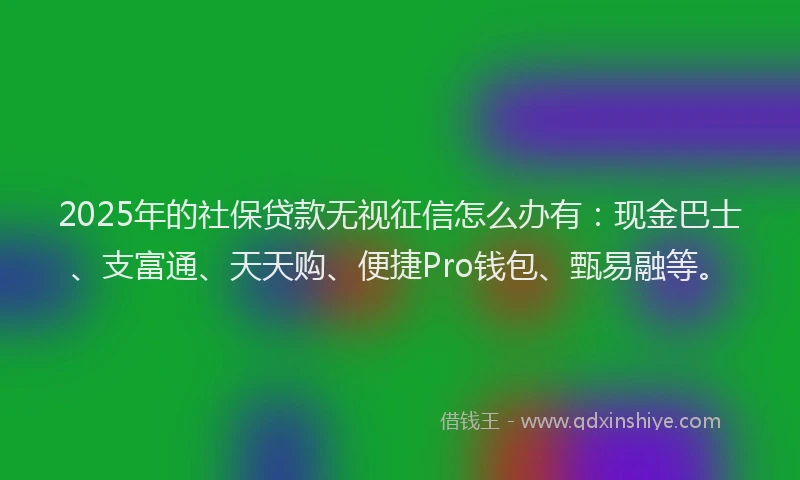 2025年的社保贷款无视征信怎么办有：现金巴士、支富通、天天购、便捷Pro钱包、甄易融等。