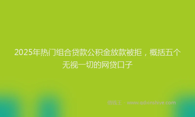 2025年热门组合贷款公积金放款被拒，概括五个无视一切的网贷口子