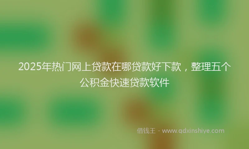 2025年热门网上贷款在哪贷款好下款,整理五个公积金快速贷款软件