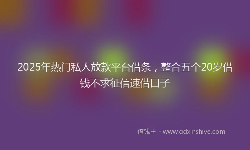 2025年热门私人放款平台借条，整合五个20岁借钱不求征信速借口子