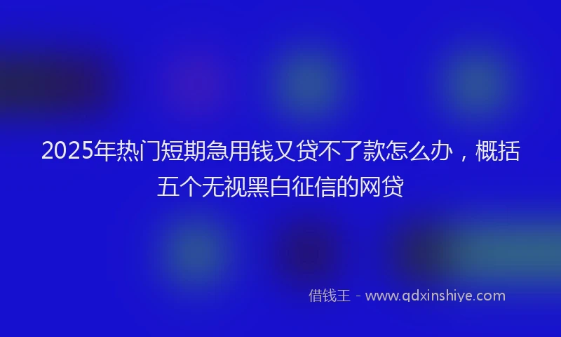 2025年热门短期急用钱又贷不了款怎么办，概括五个无视黑白征信的网贷