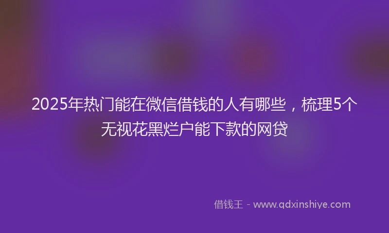 2025年热门能在微信借钱的人有哪些，梳理5个无视花黑烂户能下款的网贷