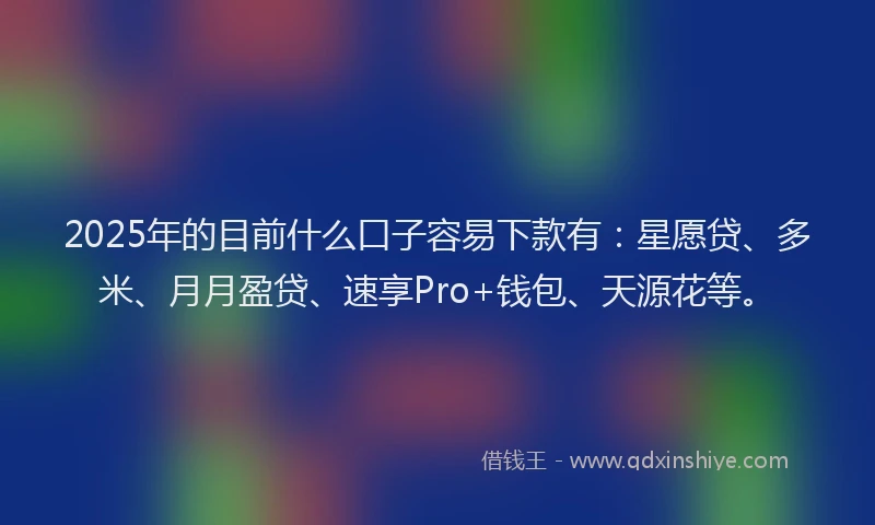 2025年的目前什么口子容易下款有：星愿贷、多米、月月盈贷、速享Pro+钱包、天源花等。