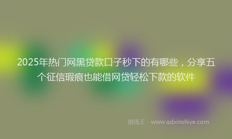2025年热门网黑贷款口子秒下的有哪些，分享五个征信瑕疵也能借网贷轻松下款的软件