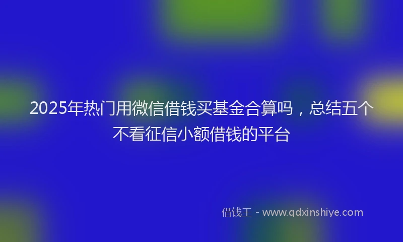 2025年热门用微信借钱买基金合算吗，总结五个不看征信小额借钱的平台