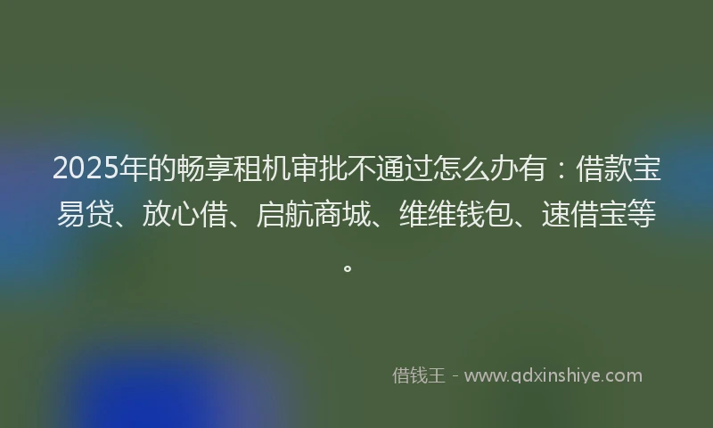 2025年的畅享租机审批不通过怎么办有：借款宝易贷、放心借、启航商城、维维钱包、速借宝等。