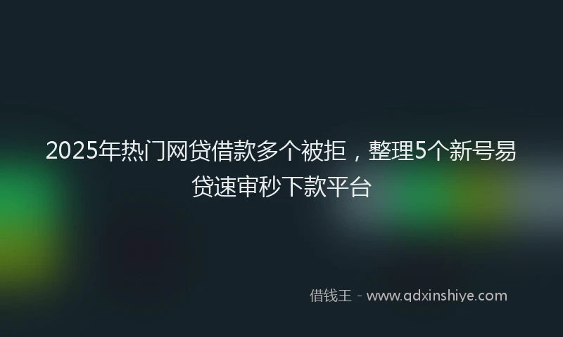 2025年热门网贷借款多个被拒，整理5个新号易贷速审秒下款平台