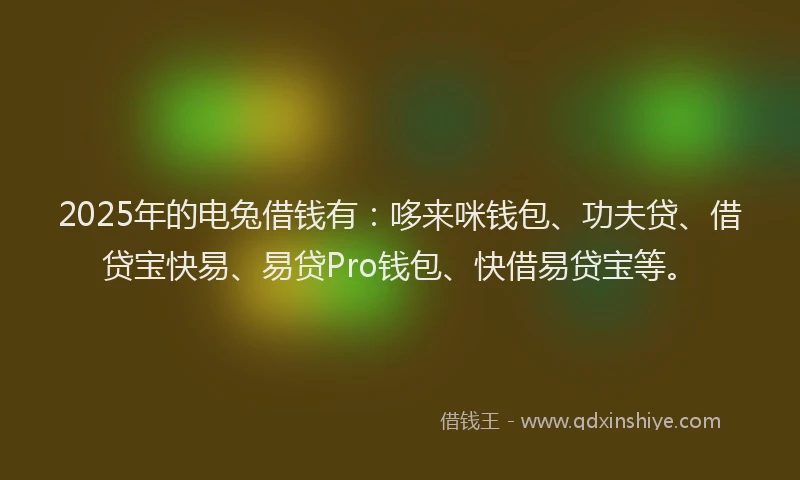 2025年的电兔借钱有：哆来咪钱包、功夫贷、借贷宝快易、易贷Pro钱包、快借易贷宝等。