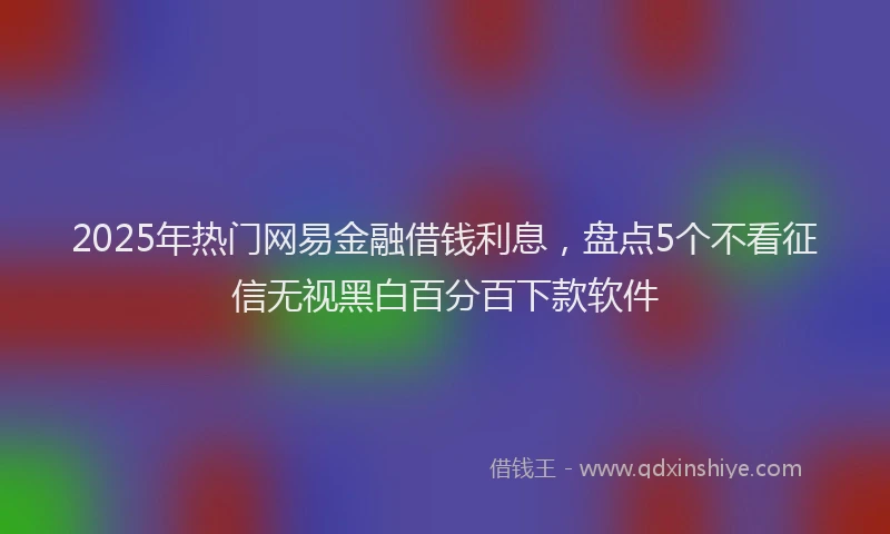 2025年热门网易金融借钱利息，盘点5个不看征信无视黑白百分百下款软件