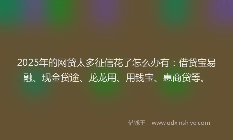2025年的网贷太多征信花了怎么办有:借贷宝易融、现金贷途、龙龙用、用钱宝、惠商贷等。