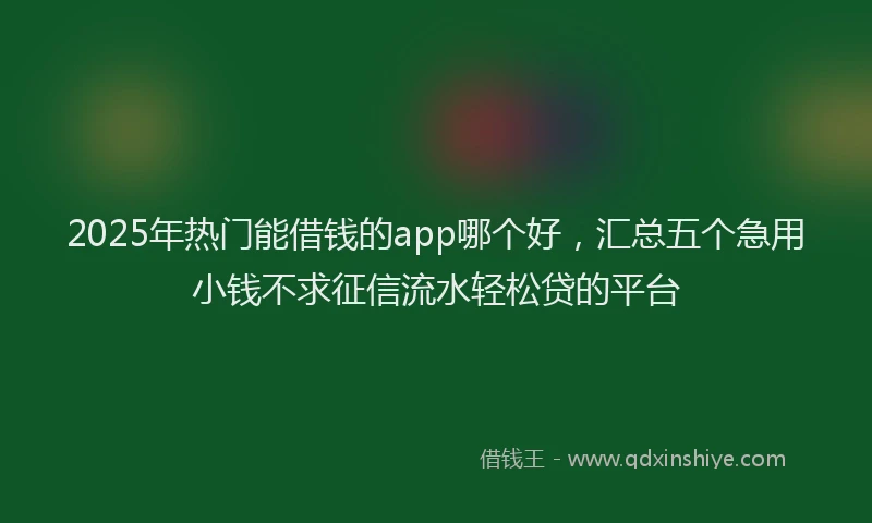 2025年热门能借钱的app哪个好，汇总五个急用小钱不求征信流水轻松贷的平台