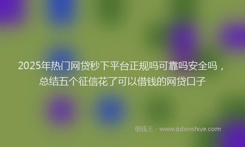 2025年热门网贷秒下平台正规吗可靠吗安全吗，总结五个征信花了可以借钱的网贷口子