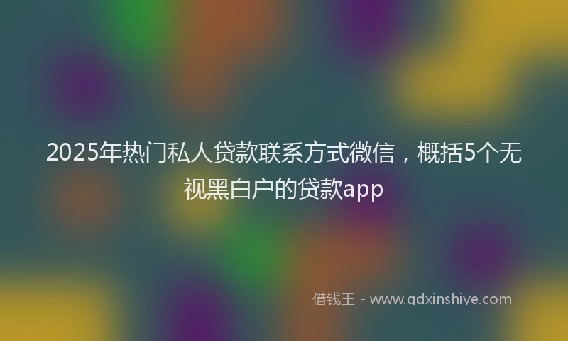 2025年热门私人贷款联系方式微信，概括5个无视黑白户的贷款app